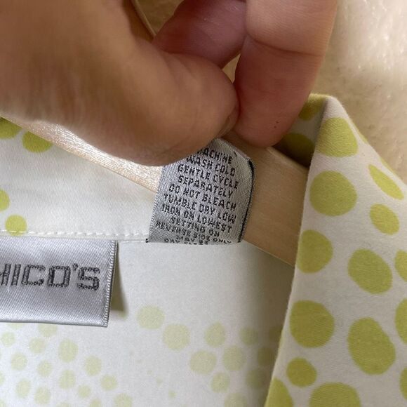 Chico's Jacket Women's Medium Yellow White Full Zip Collared Cotton blend Casual - Picture 6 of 9